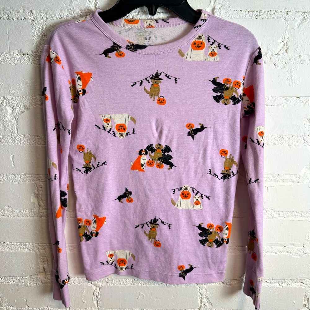 GAP Kids PJ | 100% Organic Halloween Pajama Set Lavender Pumpkin Size 12 - Picture 2 of 6